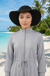 Modest Beach Turban Bonnet with Removable Bow Brim, Quick Dry Sandy Fabric Sun Hat Hijab for Women,S-10SN Black