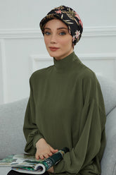 Newsboy Visor Cap with Fashionable Patterns, Stylish Cancer Head Wear, Instant Turban Lightweight Plain Printed Cotton Visor Cap,B-30YD Dark Forest