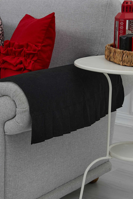 Pleated Reversible Knitted Polyester Decorative Armchair Shawl and Armrest Cover Set Furniture Protector Washable Cover,KTK-7