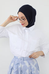 Practical Cotton Bonnet with Built-In Neck Cover and Ear Access, Full-Coverage Hijab Bonnet with Ear Access Points,BE-TG-B-94 Navy Blue