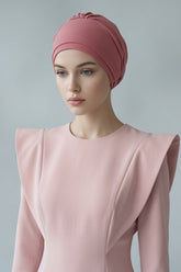 Pre-Tied Aerobin Hijab Cap with Back Rose Detail, Lightweight Instant Turban Bonnet for Women,B-53A