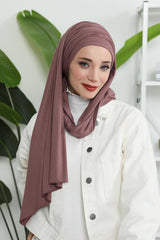 Premium Jersey Shawl Hijab for Women, Easy to Wear Cotton Headscarf, Lightweight and Breathable Instant Jersey Shawl, Mother's Day Gift,BT-1 Dusty Rose