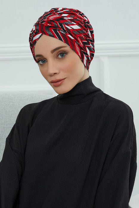 Printed Instant Turban for Women, 95% Cotton Pre-Tied Head Wrap, Lightweight Head Scarf Bonnet Cap with Beautiful Pattern Options,B-9YD