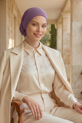 Ready-to-Wear Draped Crepe Hijab Bonnet, Elegant Instant Modest Head Covering,B-102KR