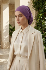 Ready-to-Wear Draped Crepe Hijab Bonnet, Elegant Instant Modest Head Covering,B-102KR