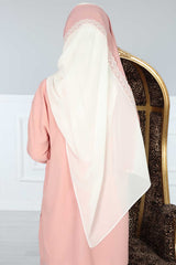 Shawl for Women Chiffon Modesty Instant Turban Cap Hat Head Wrap Ready to Wear Scarf High Quality Chiffon Hijab,PS-23 Powder - Ivory