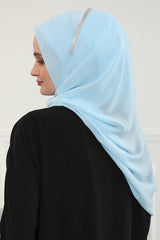 Shawl with Handmade Unique Stone Accessories for Women Chiffon Modesty Instant Turban Cap Hat Head Wrap Stylish Scarf High Quality Elegant Hijab,PS-22 Baby Blue