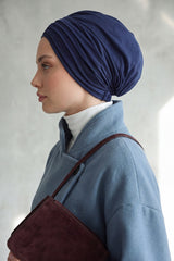 Shirred Elegance Turban for Women for All Seasons, Ready to Wear Stretchy Headwrap for Women, Breathable One Size Modest Hijab Cap for Everyday and Special Occasions,B-13O