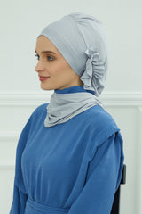 Side Frilled Instant Turban Cotton Headscarf for Women Turban Gift with Beautiful Design, Easy to Wear Muslim Ruffled Headscarf Cover,HT-73