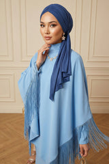 Smocked Shirred Instant Turban for Women, Cotton Lightweight Head Wrap with a Beautiful Design, Stylish Chemo Headwear Turban for Women,B-1 İndigo