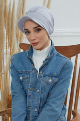 Soft Cotton Newsboy Visor Cap for Women, Stylish Lightweight Plain Turban Visor Cap for Daily Use, Fashionable Turban Chemo Headwrap,B-30 Grey 2