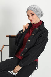 Stretchable Shirred Winter Turban Bonnet for Women, Warm and Stylish Headwrap, Soft Ribbed Winter Instant Turban Chemo Headwear,B-13RB Gray Melange