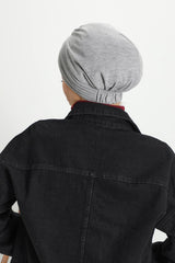 Stretchable Shirred Winter Turban Bonnet for Women, Warm and Stylish Headwrap, Soft Ribbed Winter Instant Turban Chemo Headwear,B-13RB Gray Melange