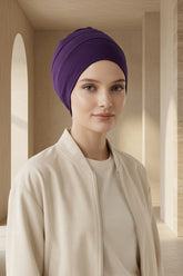 Enge Instant-Turban-Beanie-Mütze, Baumwoll-Turban-Baskenmütze für Frauen, flexibles und enges Kopftuch, Turban-Kopfbedeckung für Krebspatienten, B-35