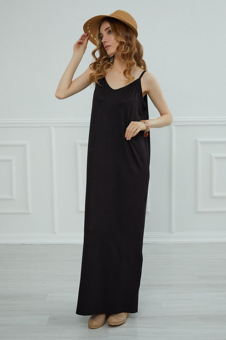 Women Side Split Casual Pullover Cotton Women Summer Strappy Maxi Dress Casual Loose Long Dress with Shoulder Straps for Women,ELB-6