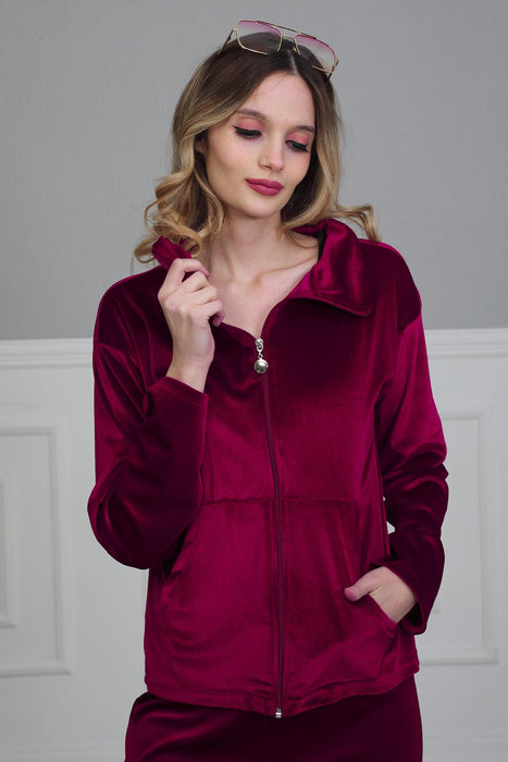 Luxurious Velvet Sweatshirt for Women High Quality Casual Loungewear Long Sleeve Soft Casual Velour Zip Jacket for Everyday Wear,SW-2