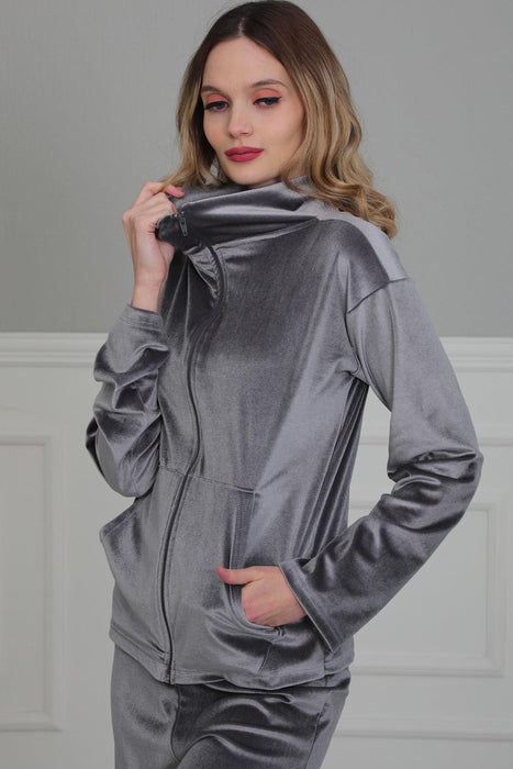Luxurious Velvet Sweatshirt for Women High Quality Casual Loungewear Long Sleeve Soft Casual Velour Zip Jacket for Everyday Wear,SW-2