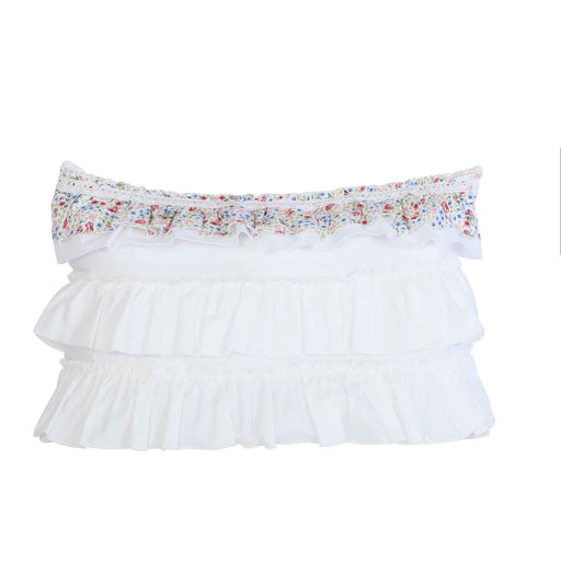 1-Pack Farmhouse Floral Design Pillowcases with Lace Ruffles Colorful Flowers Print Frilled Trimmed Pillow Covers Envelope,YK-116T,YK-116T Off-White - Pattern 1