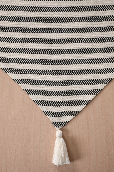 100 % Baumwolle, böhmischer Tischläufer mit handgefertigten Quasten, Fischgräten-Tischläufer für moderne Küchen, eleganter Chevron-Tischläufer, R-43B