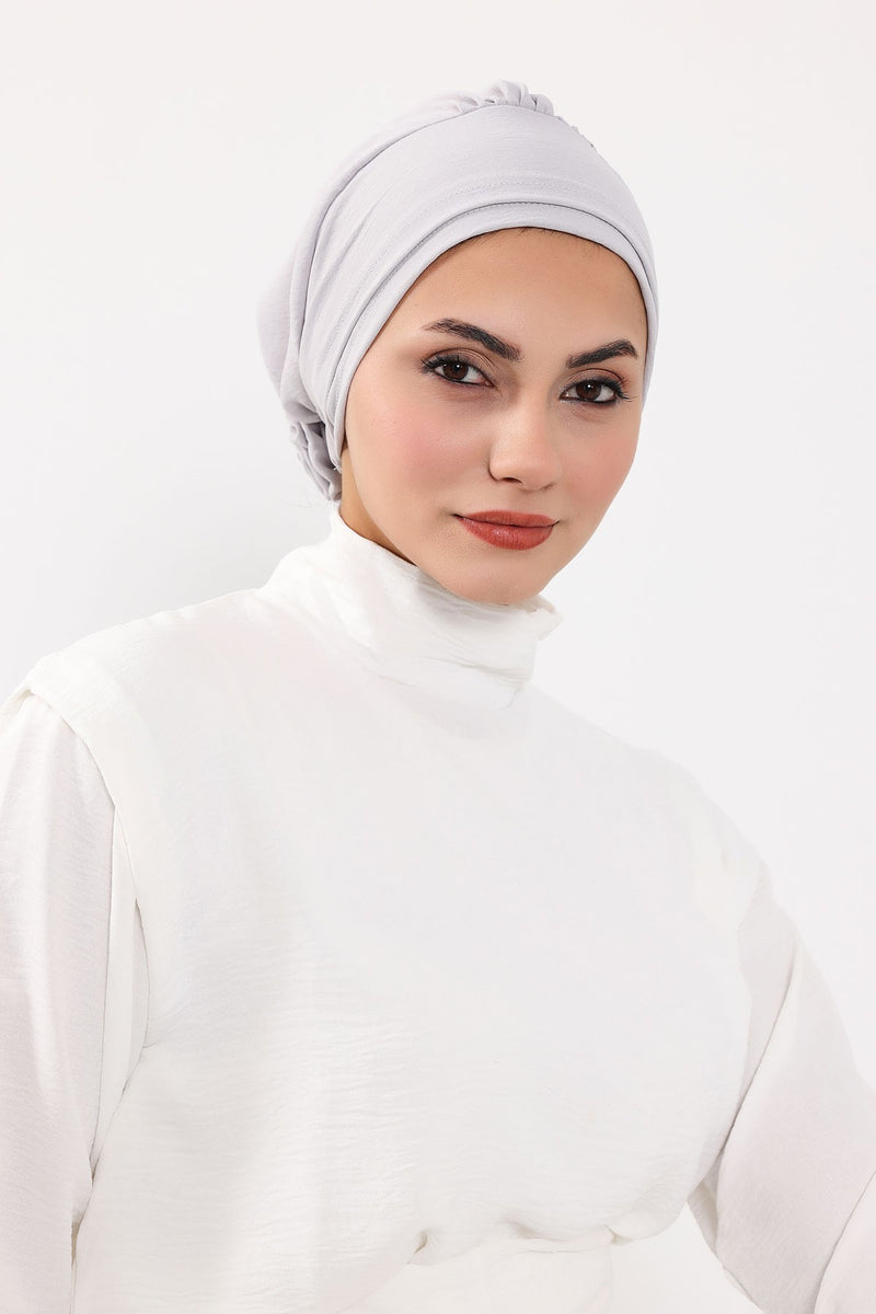 Pre-Tied Aerobin Hijab Cap with Back Rose Detail, Lightweight Instant Turban Bonnet for Women,B-53A