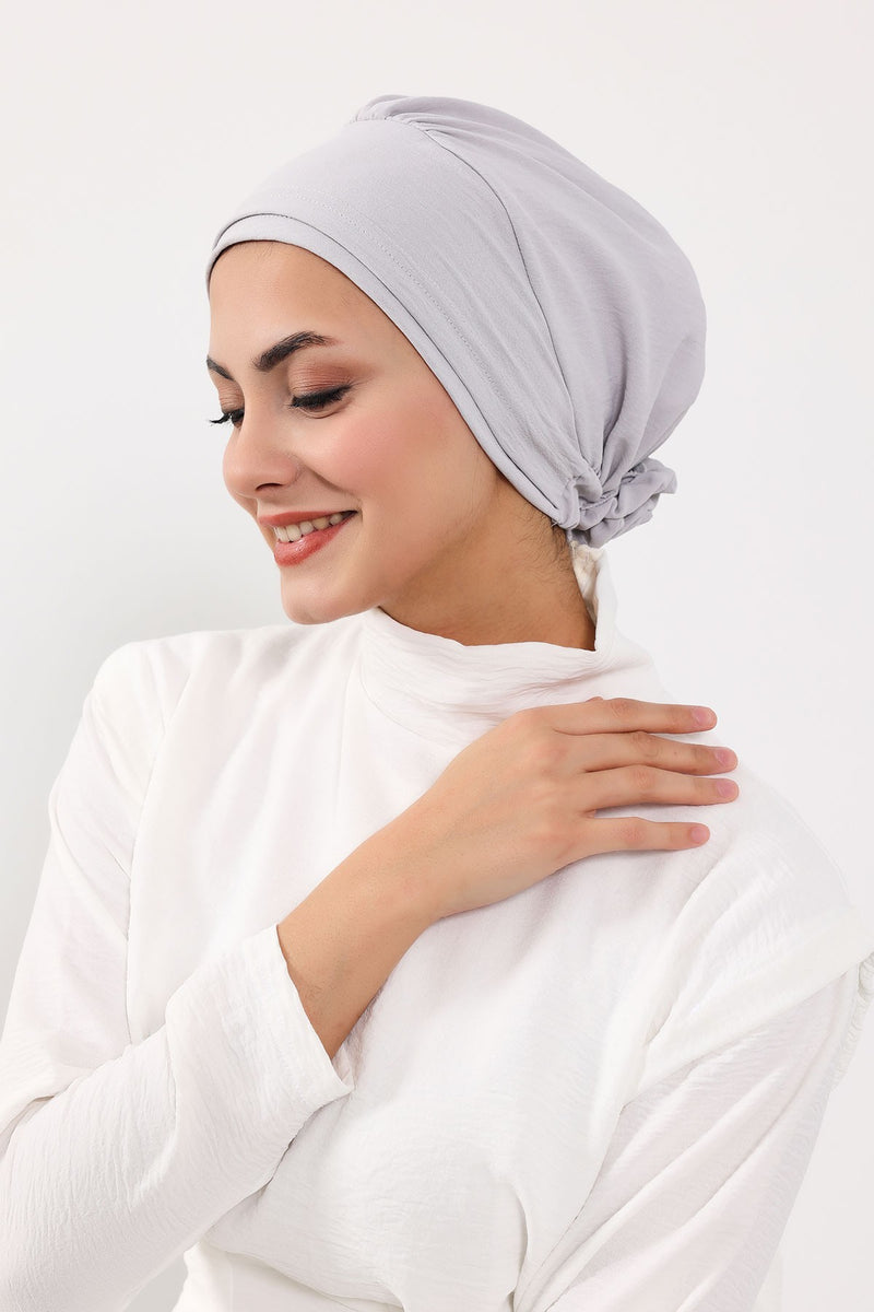 Pre-Tied Aerobin Hijab Cap with Back Rose Detail, Lightweight Instant Turban Bonnet for Women,B-53A