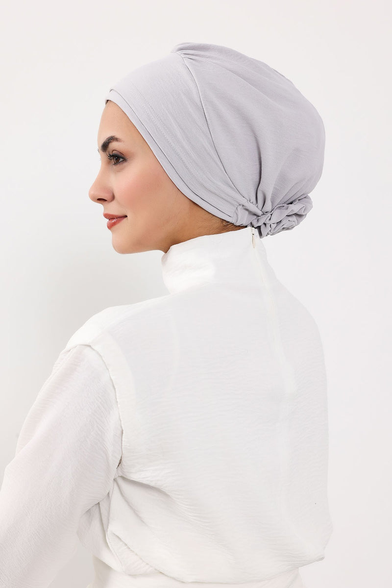 Pre-Tied Aerobin Hijab Cap with Back Rose Detail, Lightweight Instant Turban Bonnet for Women,B-53A