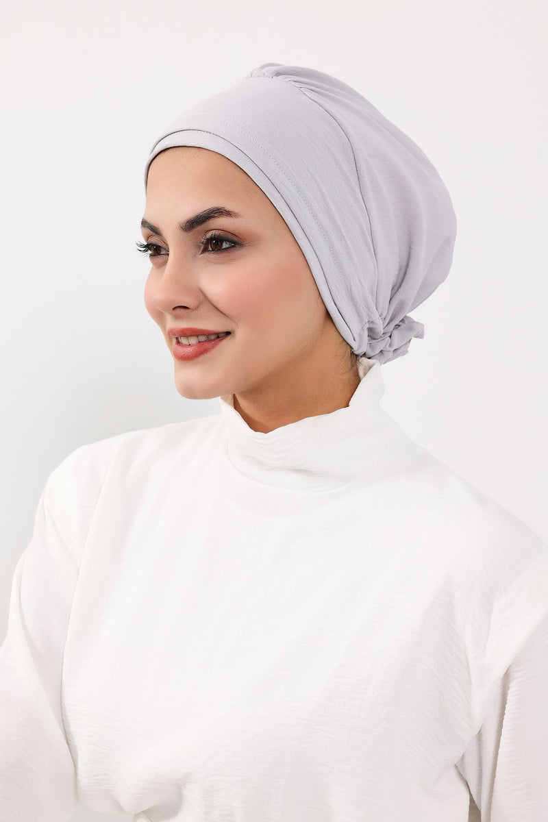 Pre-Tied Aerobin Hijab Cap with Back Rose Detail, Lightweight Instant Turban Bonnet for Women,B-53A