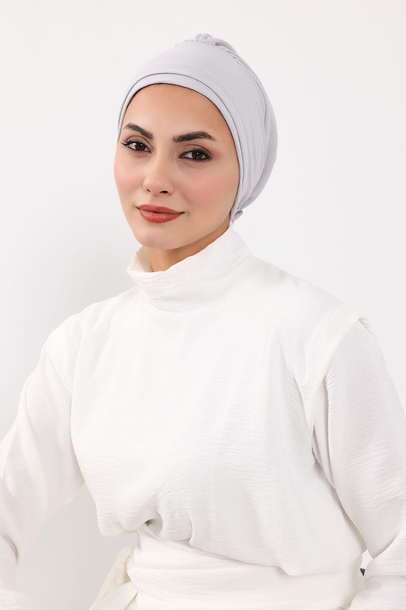 Pre-Tied Aerobin Hijab Cap with Back Rose Detail, Lightweight Instant Turban Bonnet for Women,B-53A
