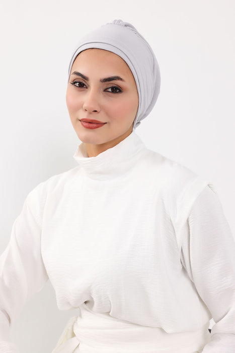 Pre-Tied Aerobin Turban Bonnet Cap with Rose Figure at the Back Side, Lightweight Instant Turban Bonnet, Velvet Chemo Headwear,B-53A