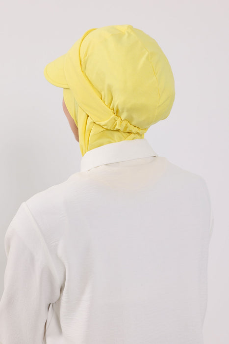 2-in-1 Cotton Hijab Bonnet with Removable Visor, Detachable Visor Ninja Undercap Hijab Bonnet with Brim,B-91
