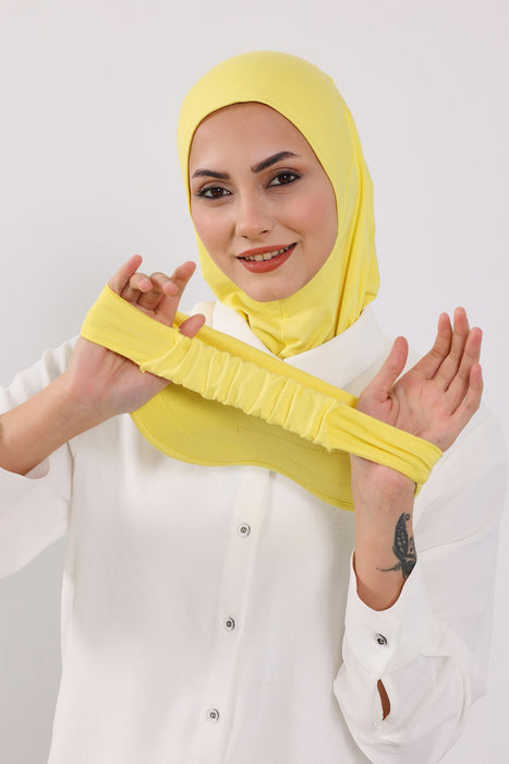 2-in-1 Cotton Hijab Bonnet with Removable Visor, Detachable Visor Ninja Undercap Hijab Bonnet with Brim,B-91
