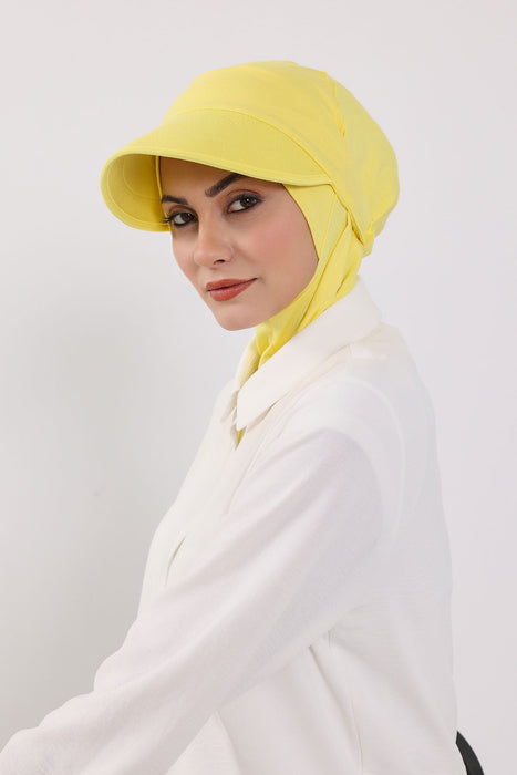 2-in-1 Cotton Hijab Bonnet with Removable Visor, Detachable Visor Ninja Undercap Hijab Bonnet with Brim,B-91