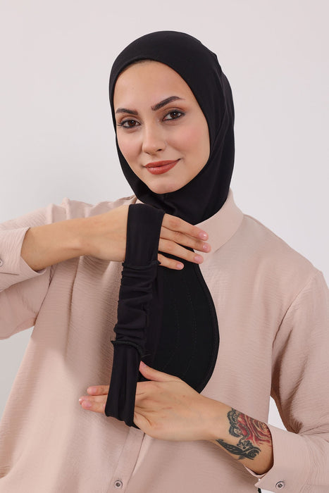 2-in-1 Cotton Hijab Bonnet with Removable Visor, Detachable Visor Ninja Undercap Hijab Bonnet with Brim,B-91