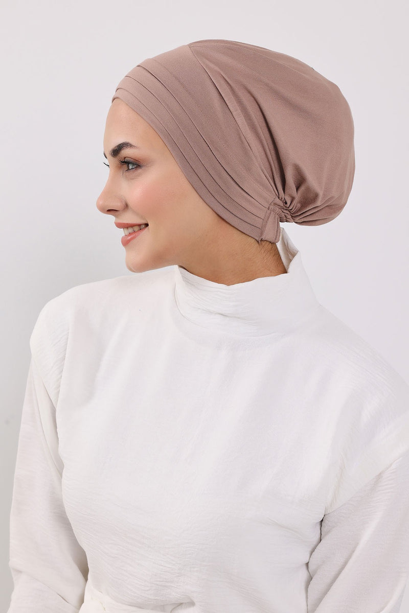 Modest Sun Protective Turban Bonnet with Removable Bow Brim for Women, 2-in-1 Hijab Hat with Removable Brim,S-4