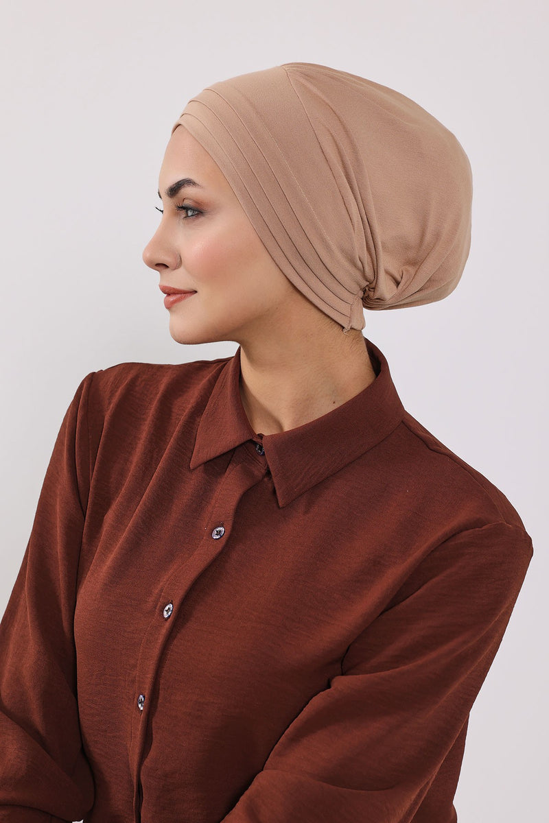 Modest Sun Protective Turban Bonnet with Removable Bow Brim for Women, 2-in-1 Hijab Hat with Removable Brim,S-4