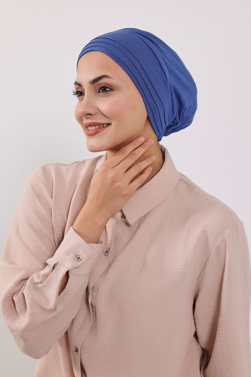 Modest Sun Protective Turban Bonnet with Removable Bow Brim for Women, 2-in-1 Hijab Hat with Removable Brim,S-4
