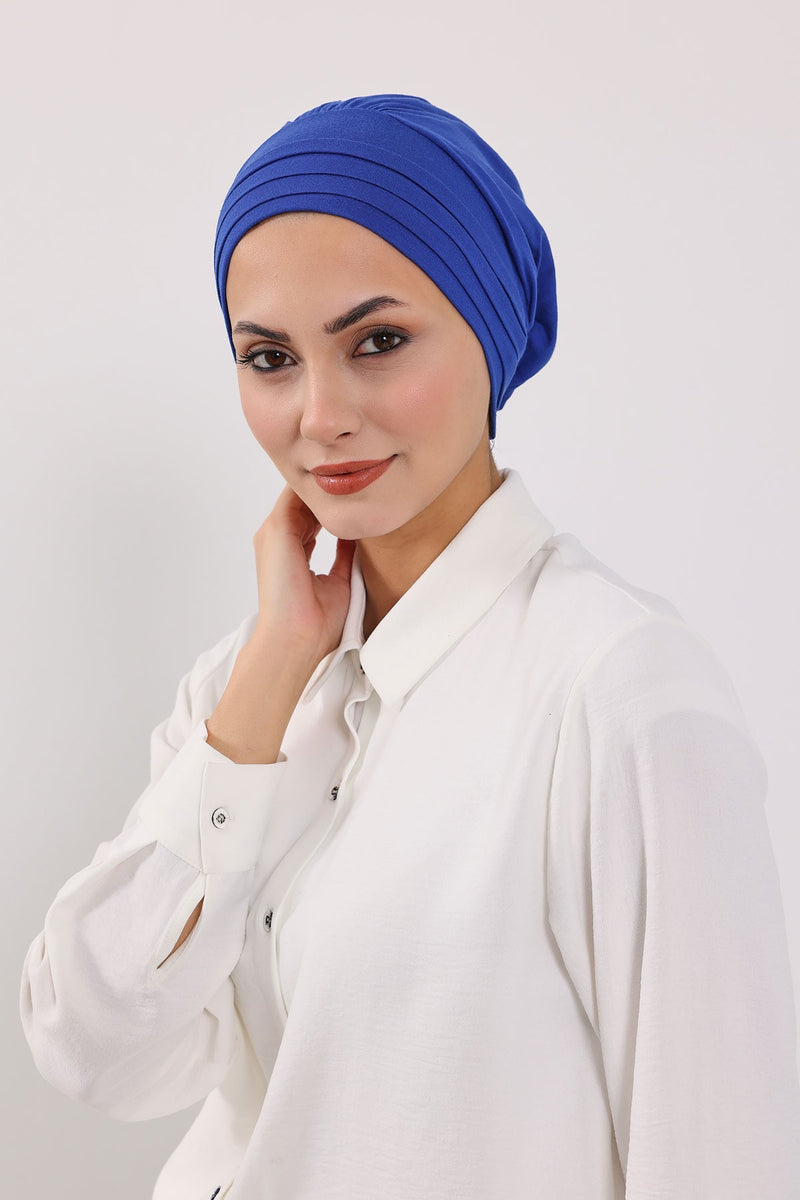 Modest Sun Protective Turban Bonnet with Removable Bow Brim for Women, 2-in-1 Hijab Hat with Removable Brim,S-4