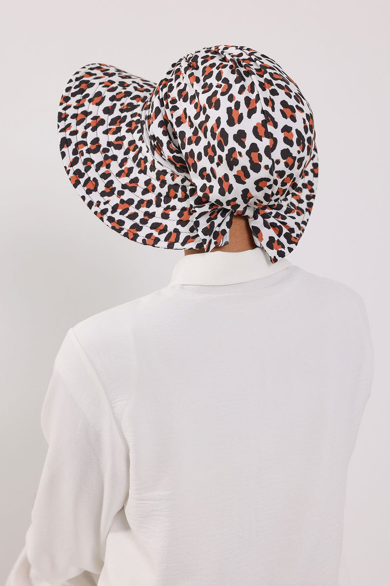 Printed Modest Sun Protective Turban Bonnet with Removable Bow Brim for Women, 2-in-1 Hijab Hat with Removable Brim with Patterns,S-4YD