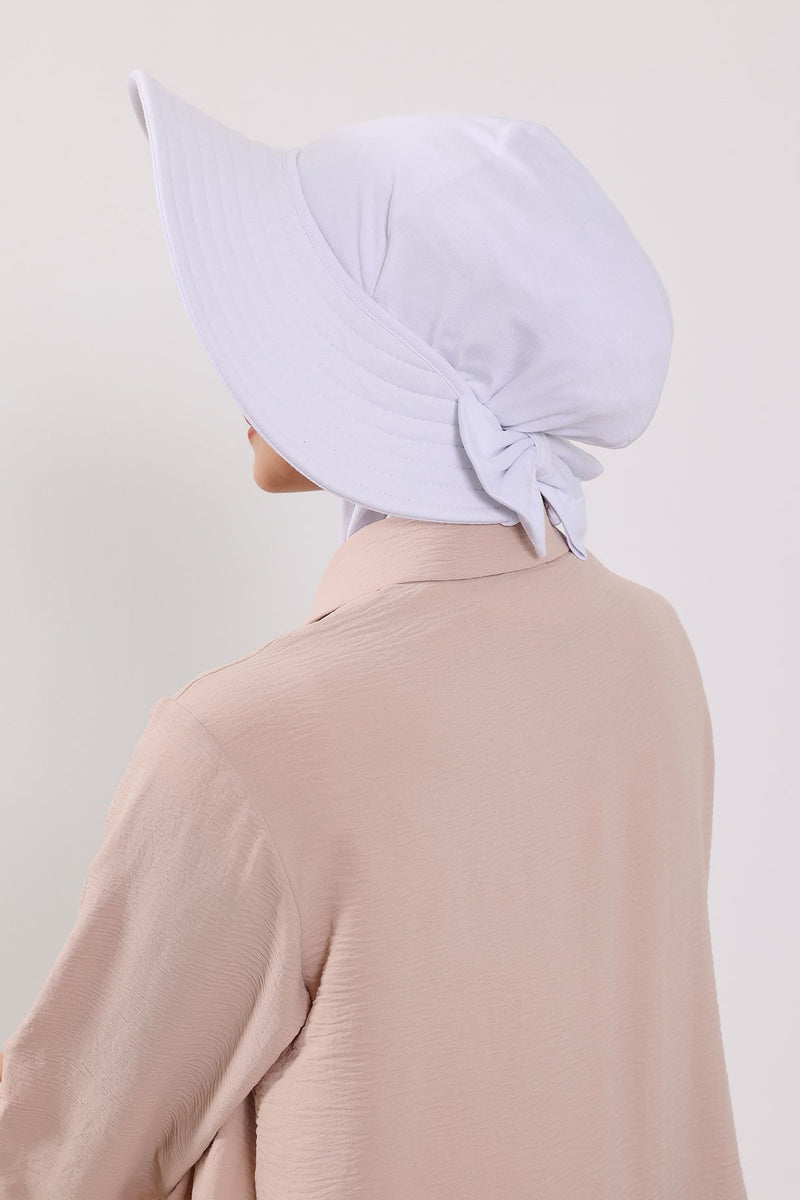 Modest Sun Protective Turban Bonnet with Removable Bow Brim for Women, 2-in-1 Hijab Ninja Cap with Removable Brim,S-5