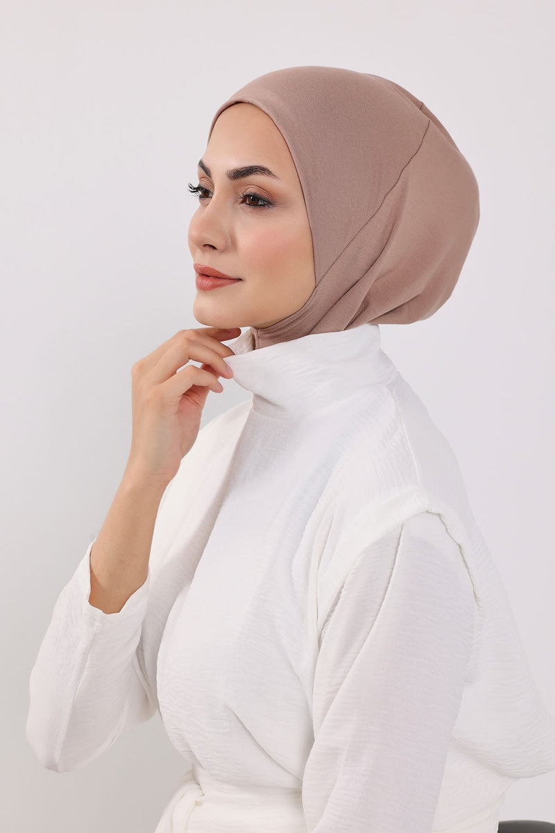 Modest Sun Protective Turban Bonnet with Removable Bow Brim for Women, 2-in-1 Hijab Ninja Cap with Removable Brim,S-5