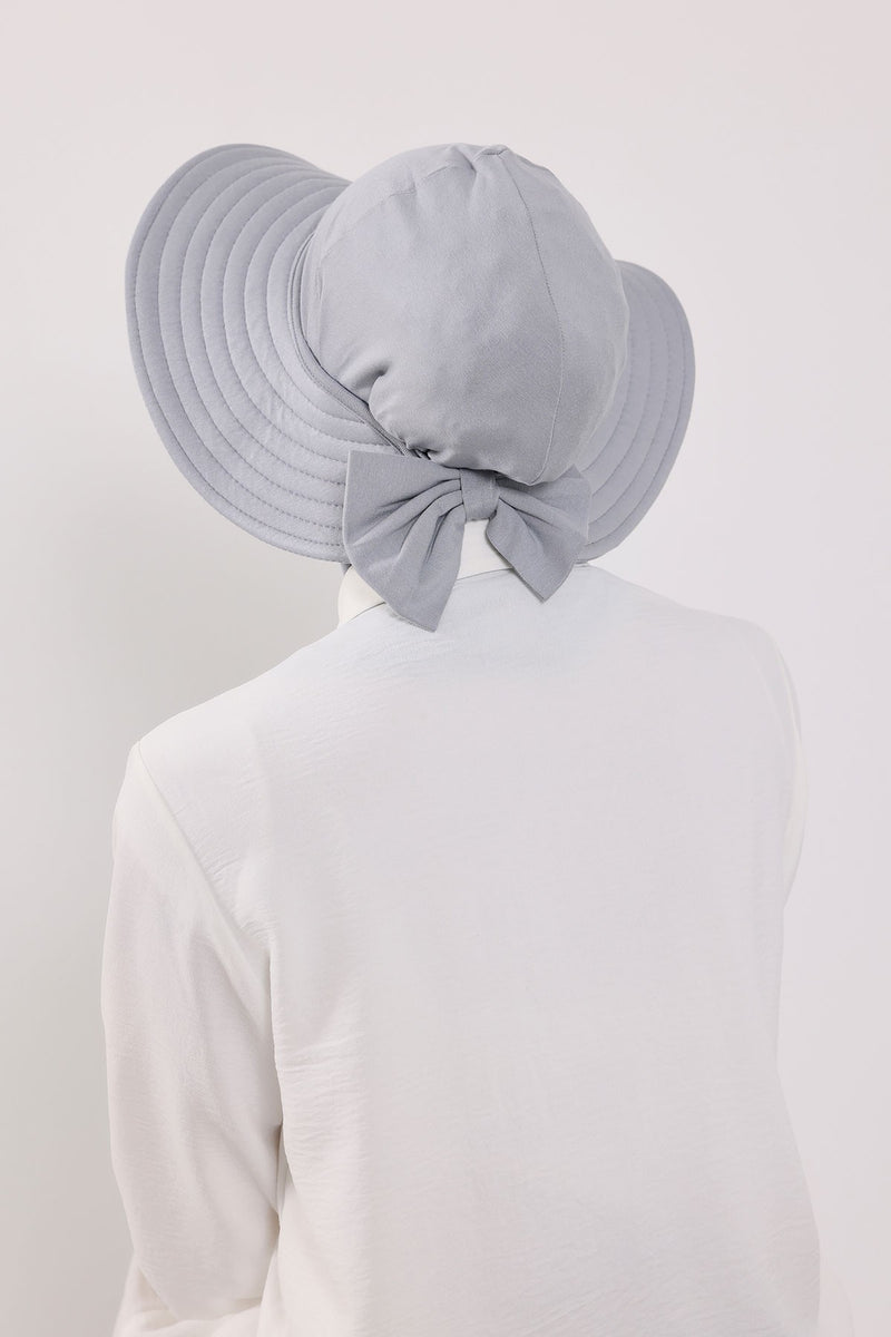 Modest Sun Protective Turban Bonnet with Removable Bow Brim for Women, 2-in-1 Hijab Ninja Cap with Removable Brim,S-5