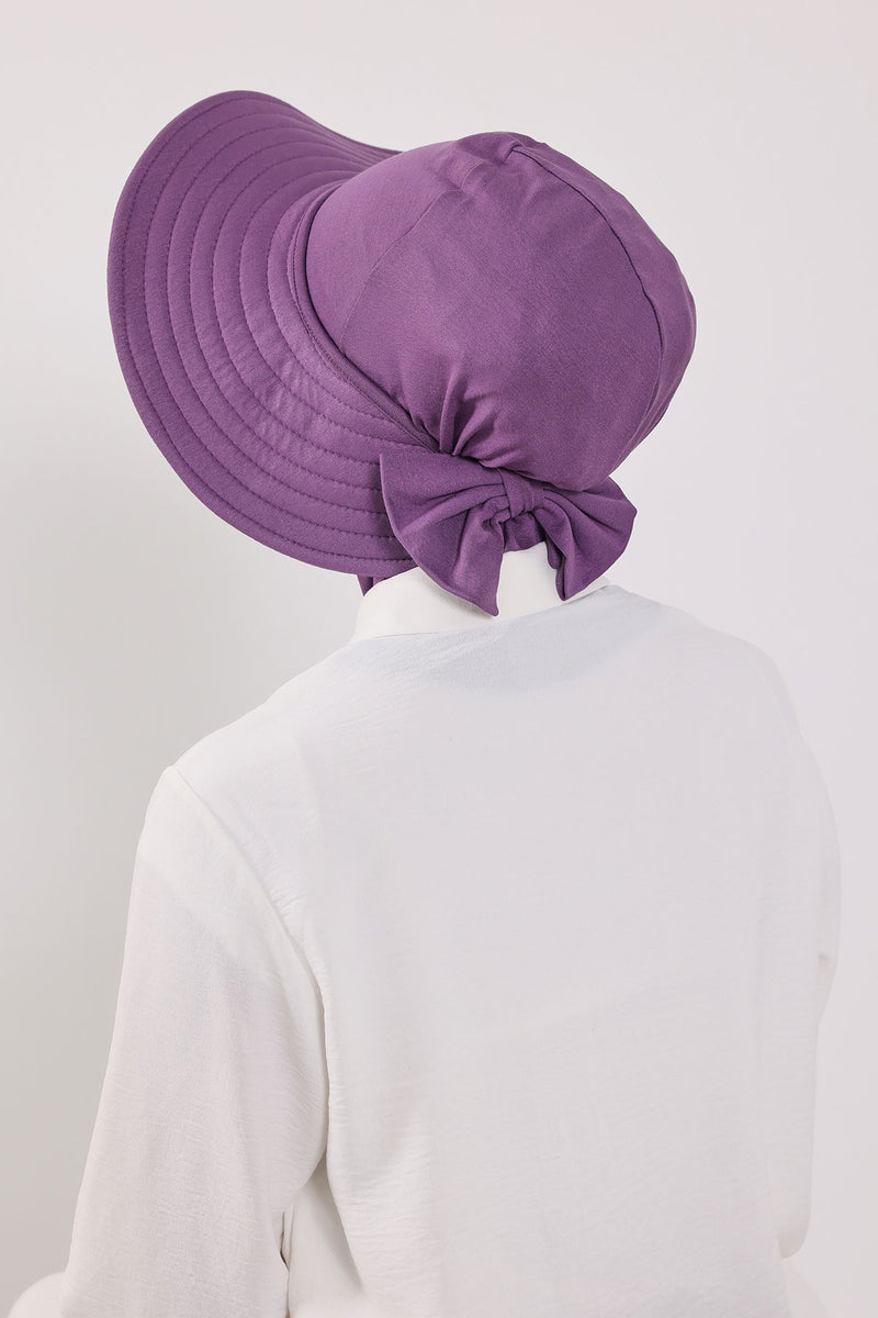 Modest Sun Protective Turban Bonnet with Removable Bow Brim for Women, 2-in-1 Hijab Ninja Cap with Removable Brim,S-5