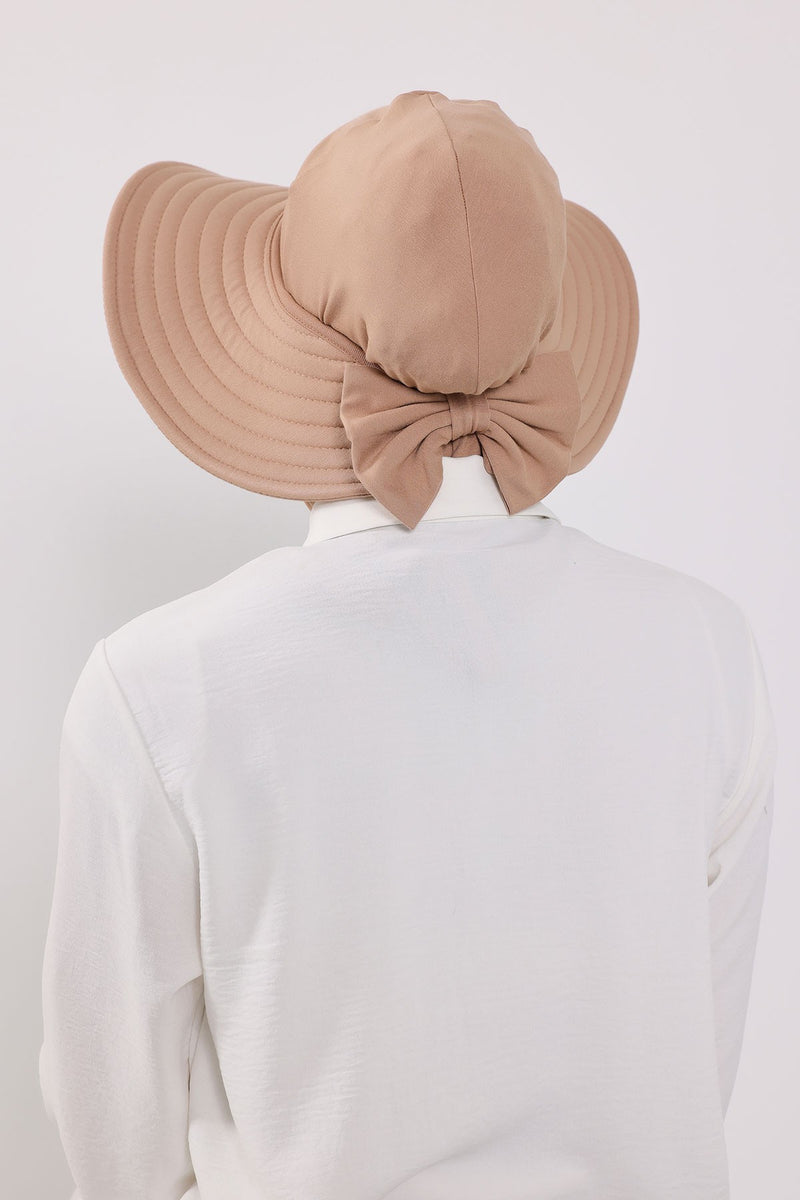 Modest Sun Protective Turban Bonnet with Removable Bow Brim for Women, 2-in-1 Hijab Ninja Cap with Removable Brim,S-5