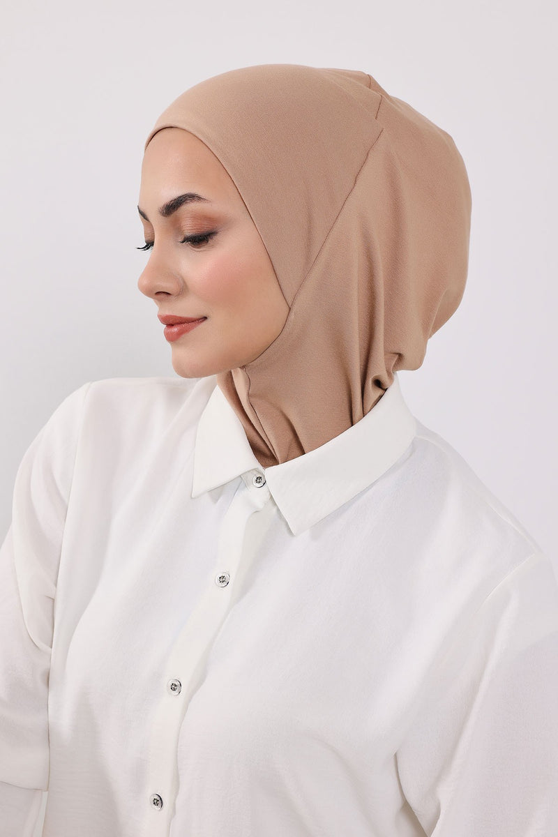 Modest Sun Protective Turban Bonnet with Removable Bow Brim for Women, 2-in-1 Hijab Ninja Cap with Removable Brim,S-5