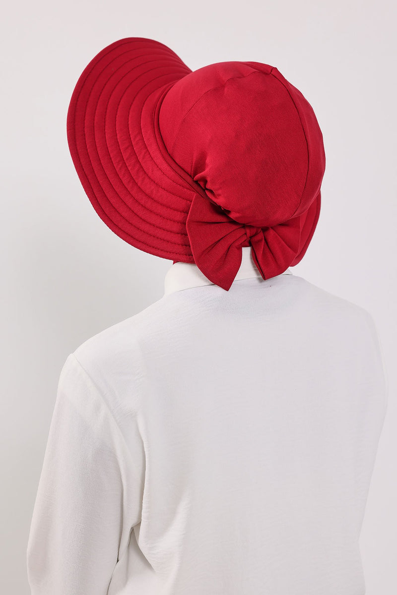 Modest Sun Protective Turban Bonnet with Removable Bow Brim for Women, 2-in-1 Hijab Ninja Cap with Removable Brim,S-5