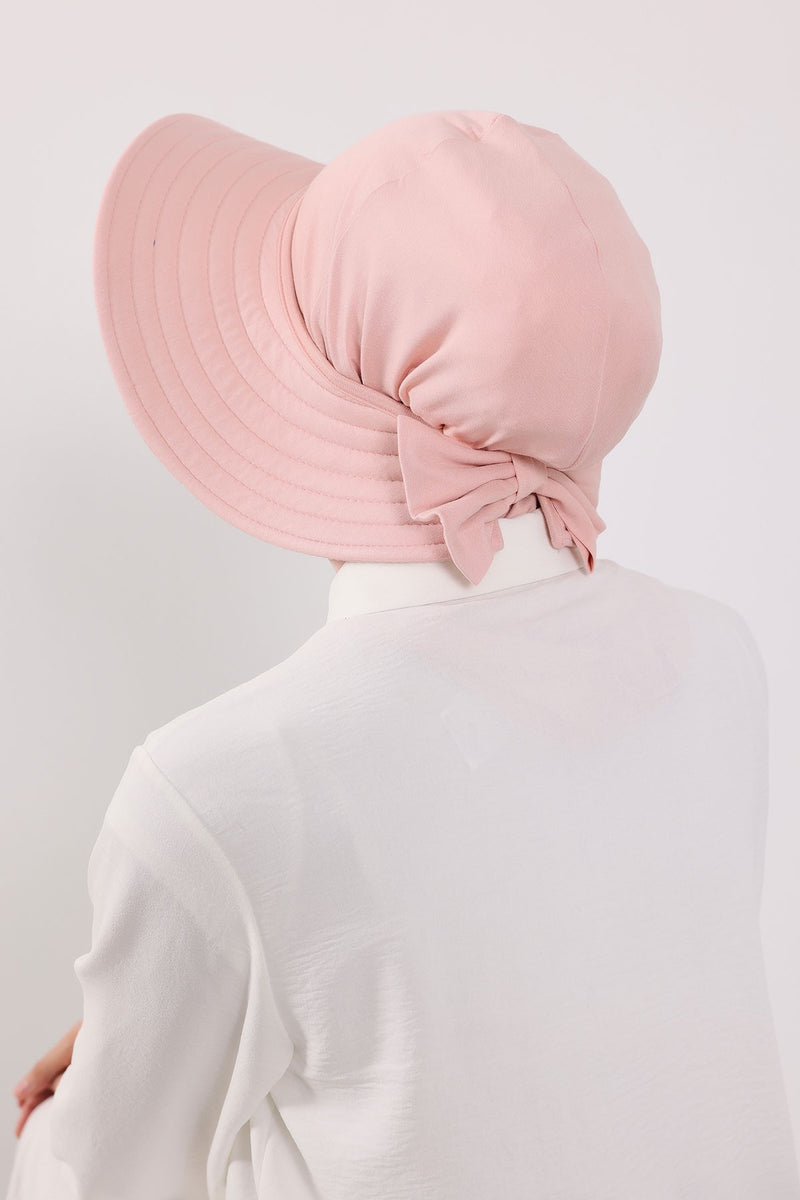 Modest Sun Protective Turban Bonnet with Removable Bow Brim for Women, 2-in-1 Hijab Ninja Cap with Removable Brim,S-5