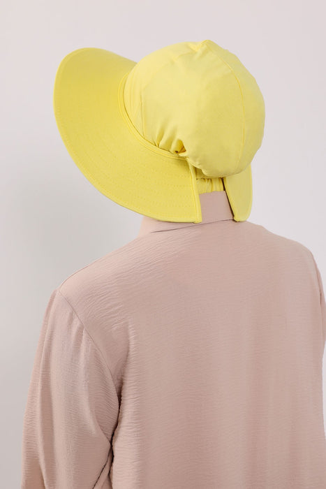 Modest Sun Protective Turban Bonnet with Laminated Removable Bow Brim for Women, 2-in-1 Hijab Ninja Cap with Removable Brim,S-6