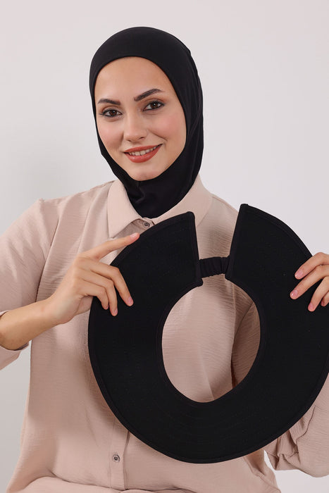 Modest Sun Protective Turban Bonnet with Laminated Removable Bow Brim for Women, 2-in-1 Hijab Ninja Cap with Removable Brim,S-6