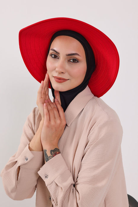 Modest Sun Protective Turban Bonnet with Laminated Removable Bow Brim for Women, 2-in-1 Hijab Ninja Cap with Removable Brim,S-6