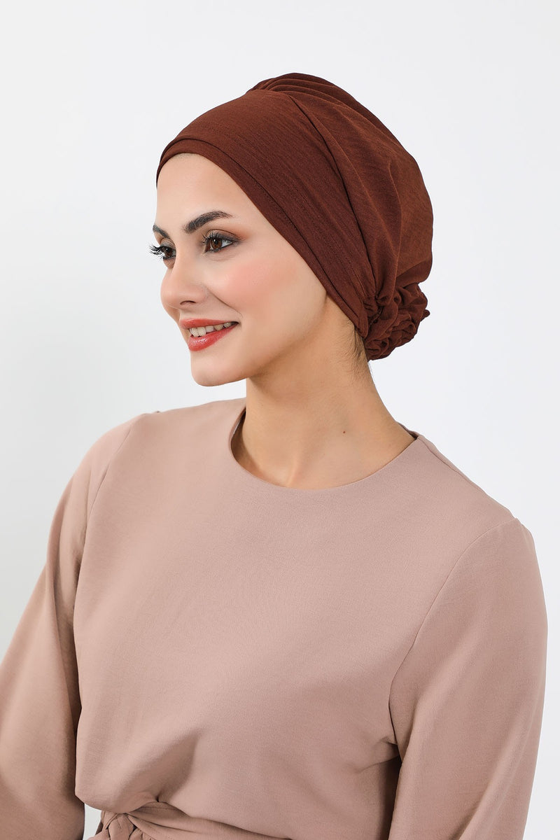 Pre-Tied Aerobin Hijab Cap with Back Rose Detail, Lightweight Instant Turban Bonnet for Women,B-53A